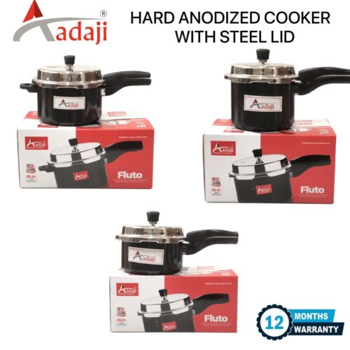 Aadaji Fluto Hard Anodized Cooker with Steel Lid